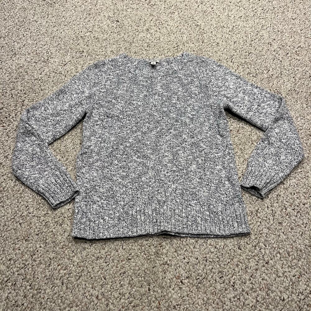 LL Bean Cotton Rag Crewneck Sweater M Marled Gray Cozy Preppy Casual